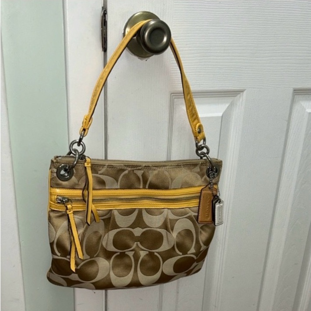 Coach Tan and Yellow Shoulder/Crossbody bag. EUC